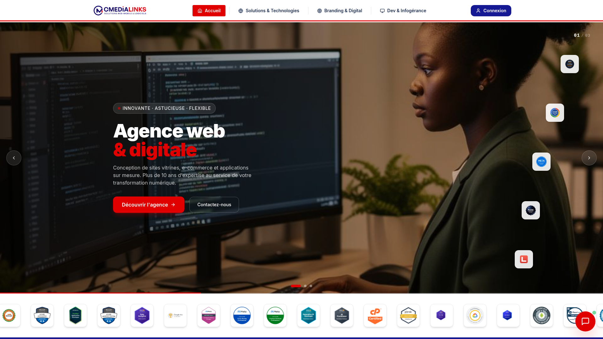 Page d'accueil de cmedialinks.com — agence web & digitale