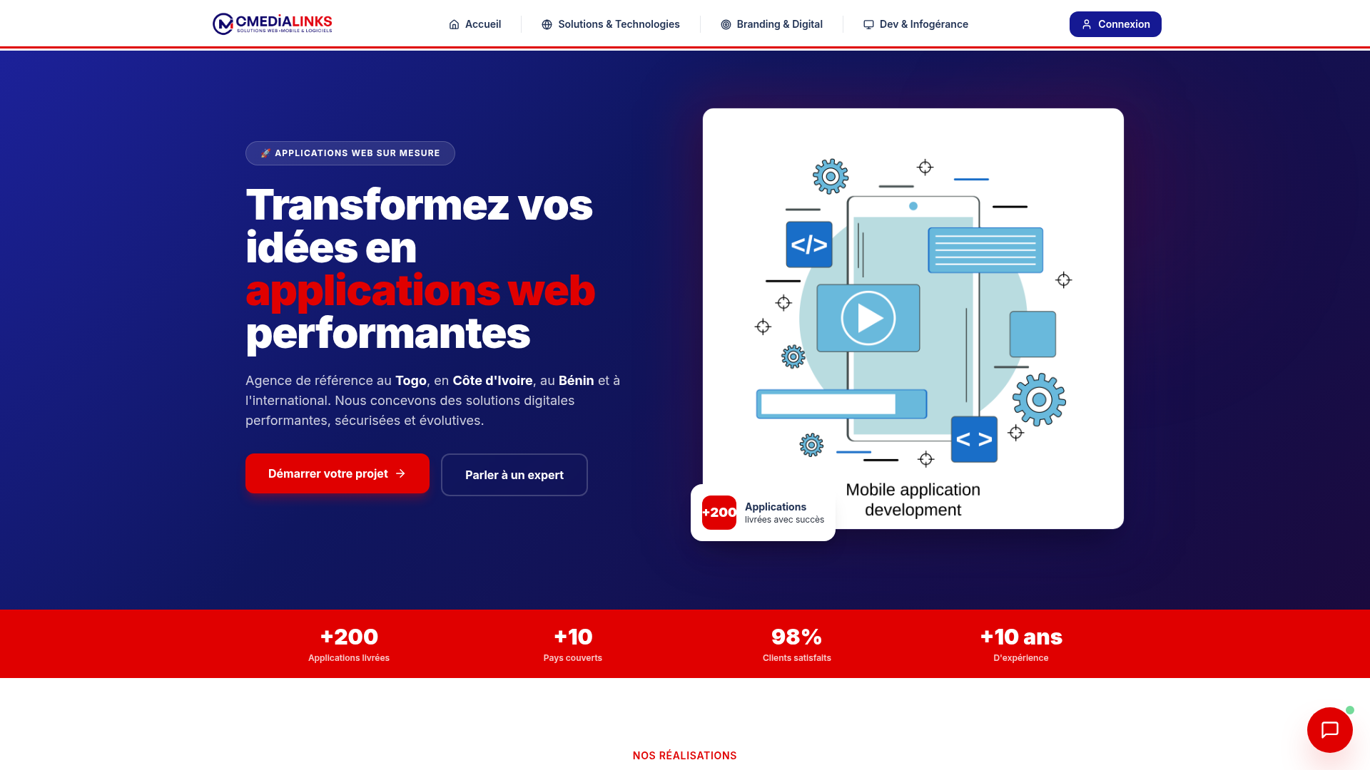Page Applications & infogérance Cmedialinks