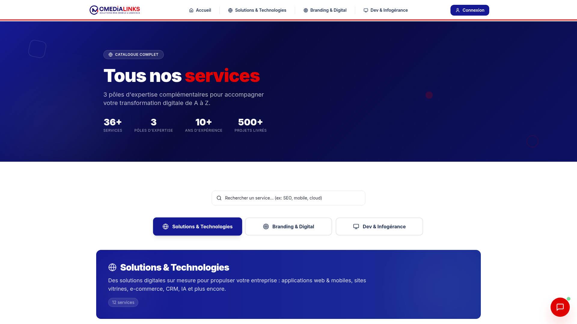 Catalogue complet des services Cmedialinks