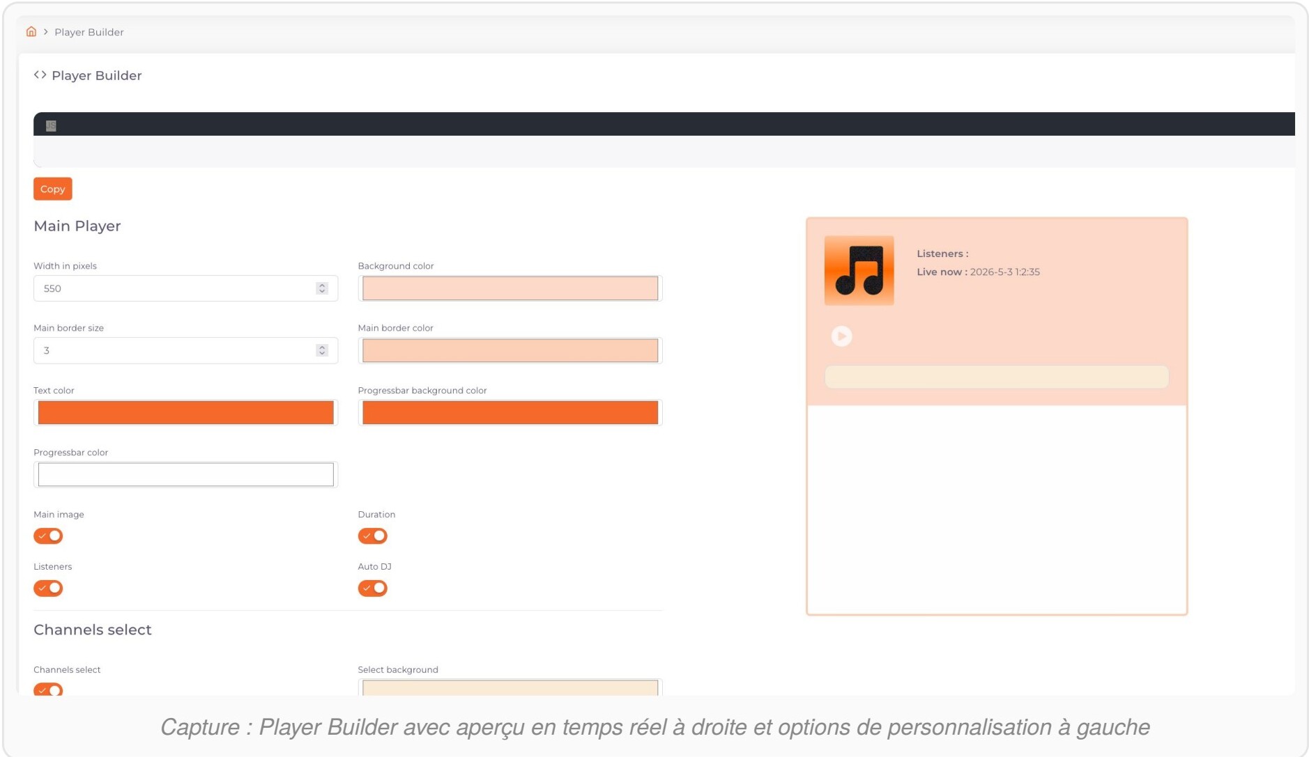 Player Builder Cmediahost — Création de lecteur audio personnalisé