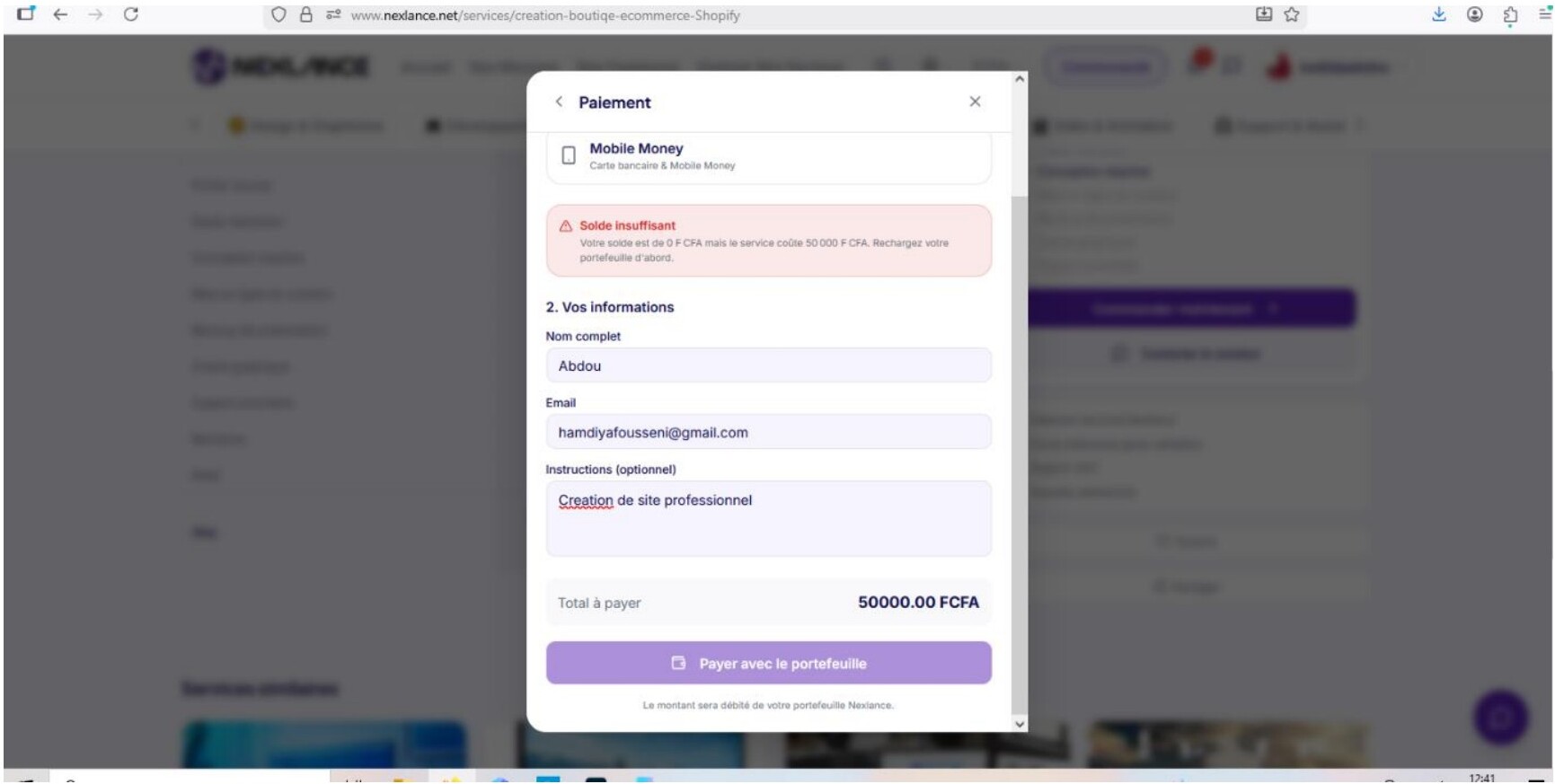 Interface de gestion des paiements et transactions