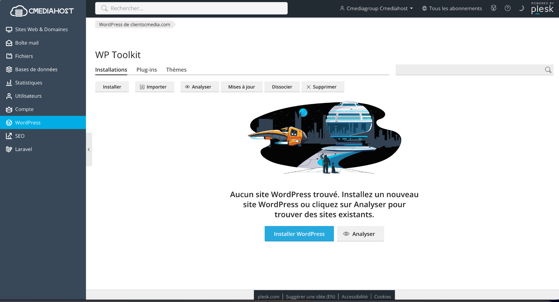 WordPress Toolkit dans Plesk Cmediahost